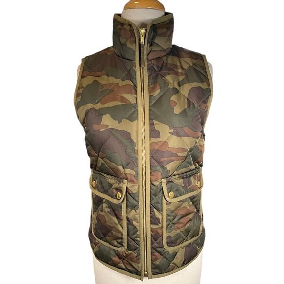 J.Crew Camo Quilted Puffer Vest Size XS Peplum Hem – New Without Tags - Picture 3 of 14